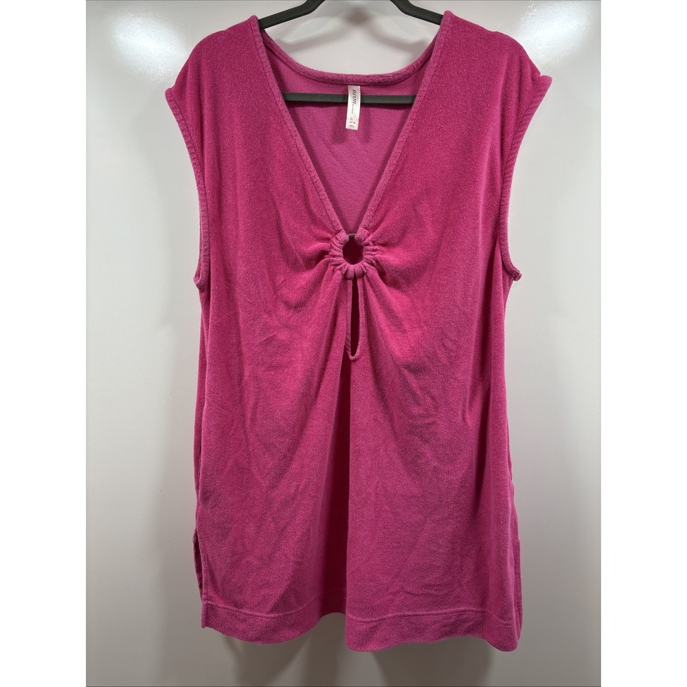 Swim‎ By Cacique Cover Up Women's Size 14/16 Pink Terry Cloth Pockets